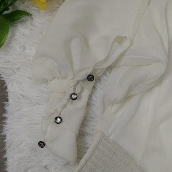 2/$24 IZ Byer Sheer Shimmer White Top Blou… - Picture 5 of 10